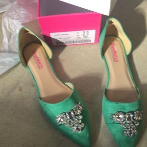 Green jeweled shoes. Firm price
